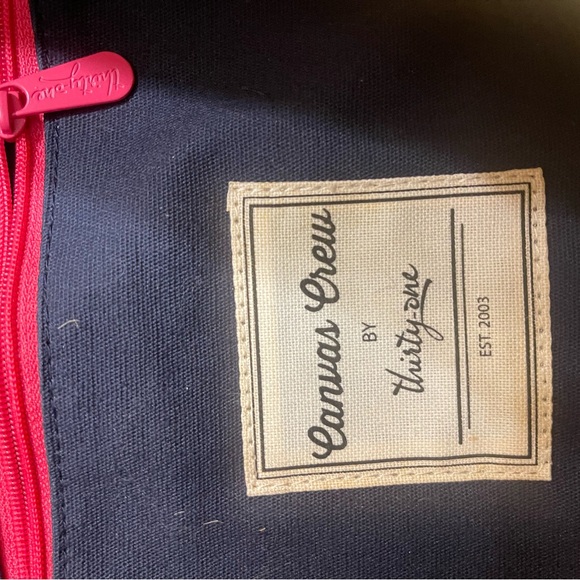 Thirty-One Navy and Cream Canvas Tote - Picture 7 of 8